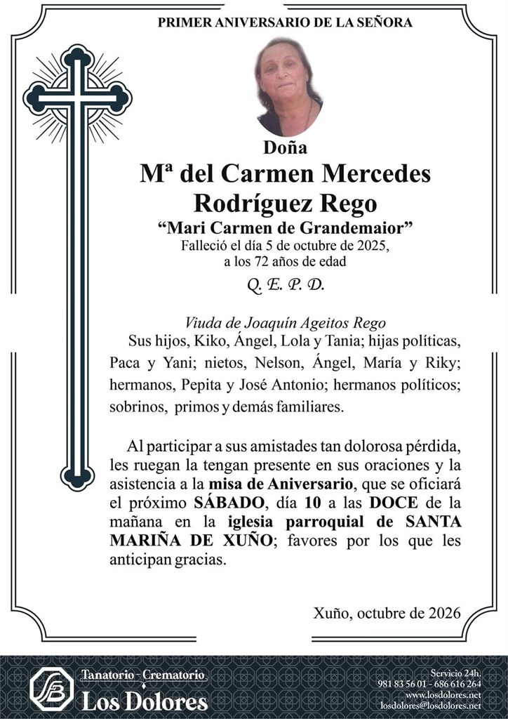 Mª DEL CARMEN MERCEDES RODRÍGUEZ REGO
