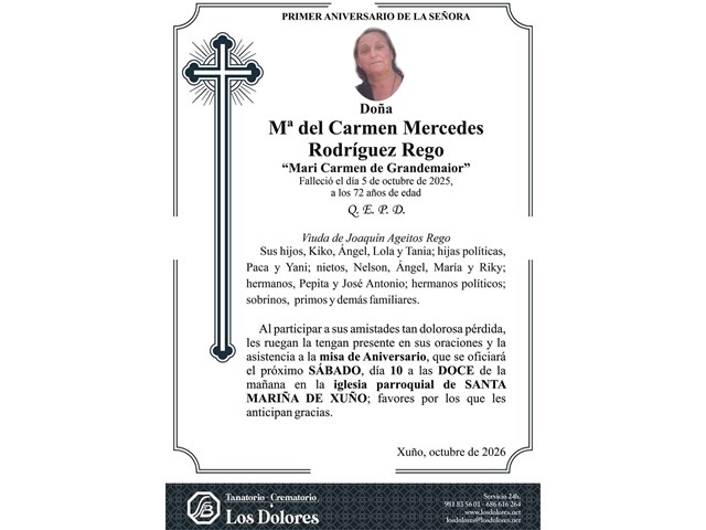 Mª DEL CARMEN MERCEDES RODRÍGUEZ REGO